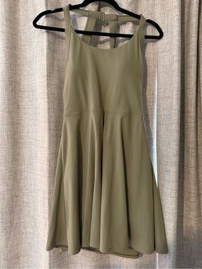 HALARA Olive Green Sleeveless Fit-and-Flare Mini Dress